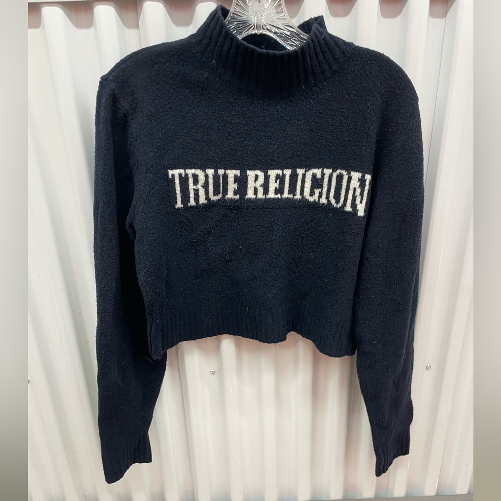 True Religion Cropped Logo Sweater Size Small